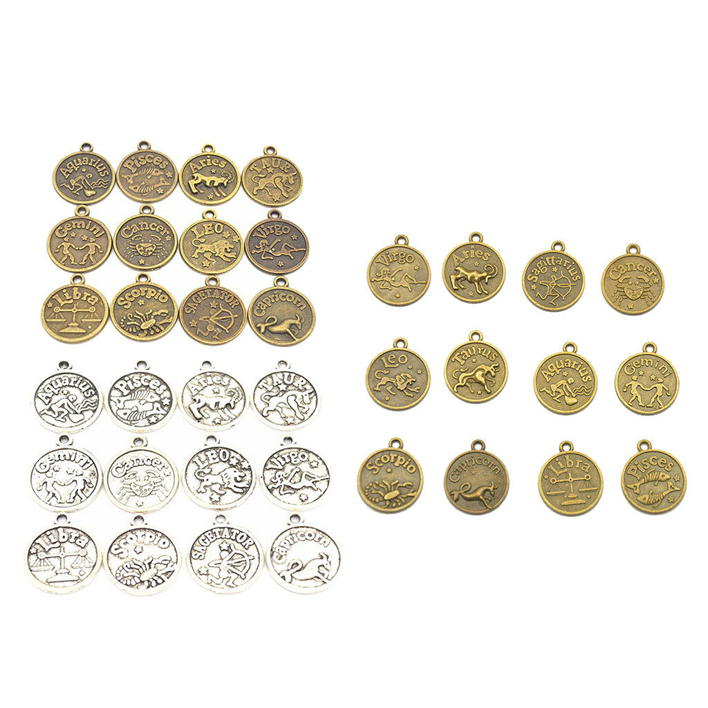 36pcs HOROSCOPE Zodiac STAR SIGN PENDANT CHARMS FOR JEWELRY MAKING FINDINGS