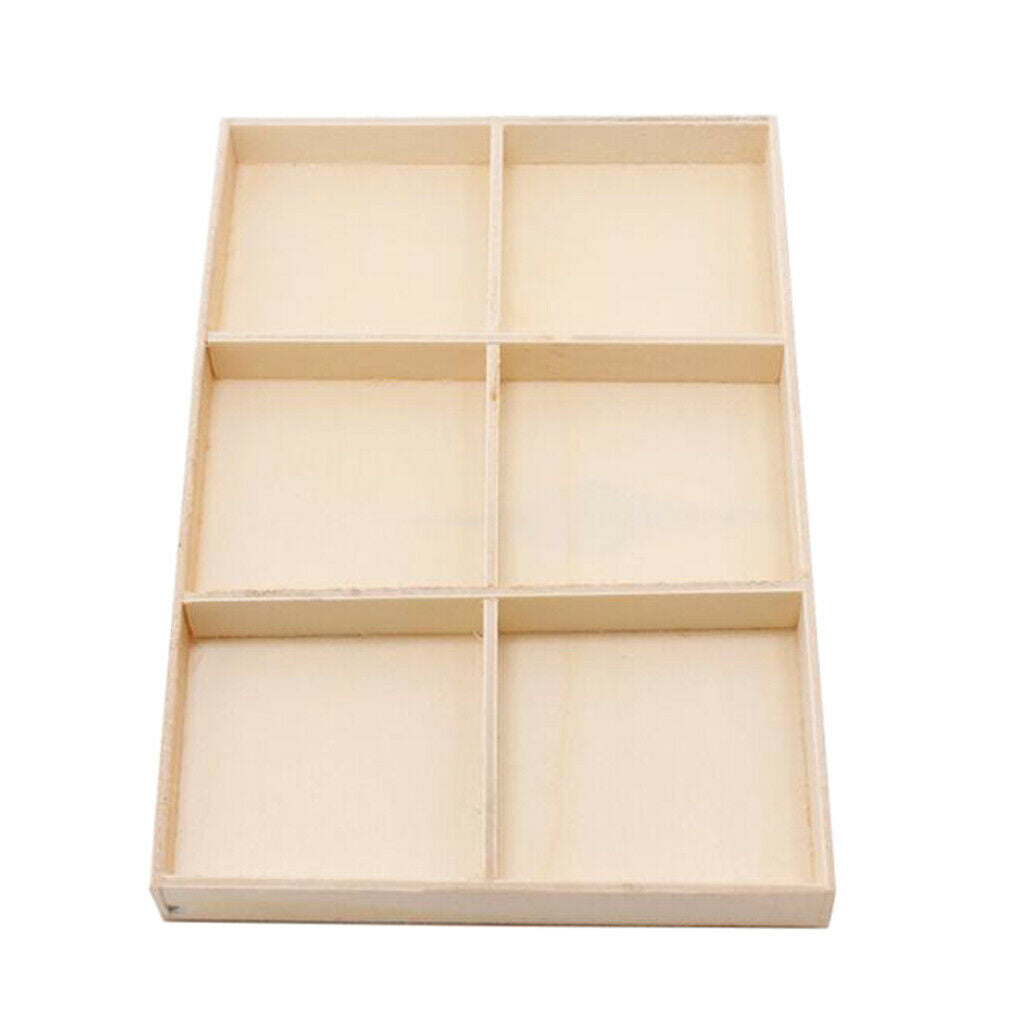 6 Compartments Wooden Divided Boxes Succulents Flower Pot Desktop Storage Box