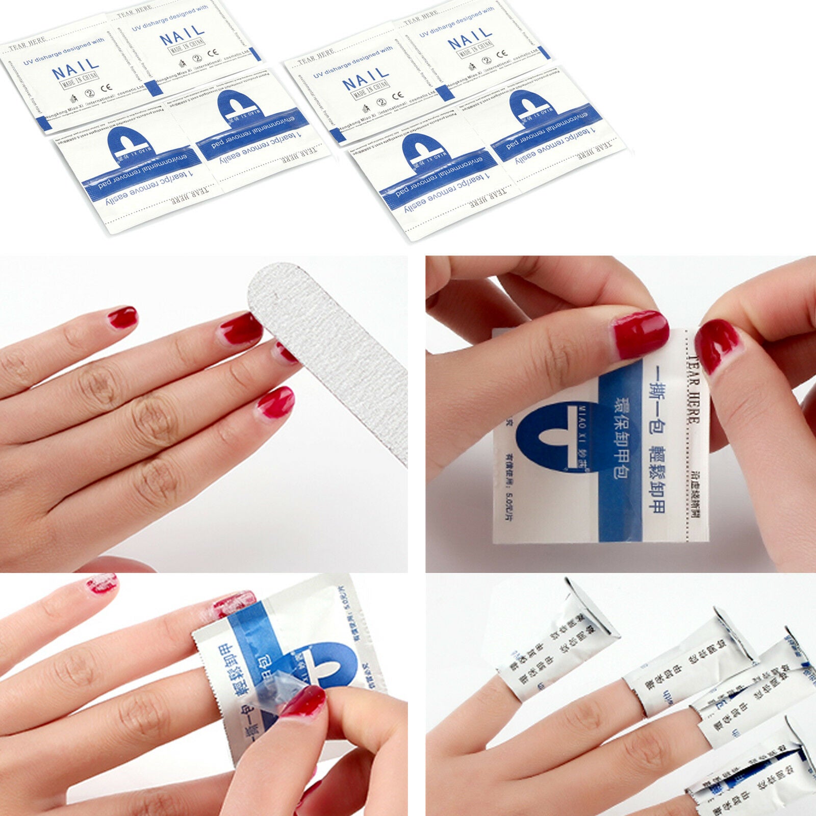 200 PCS Nail Art Polish UV Bulider Gel Remove Pads Wipes Application Easily Kits