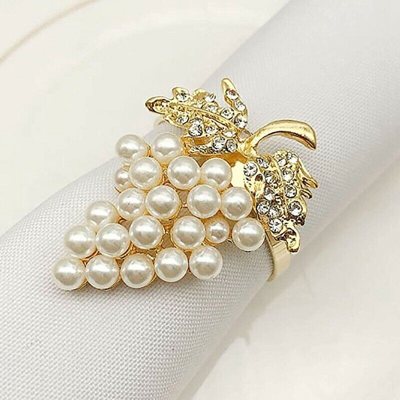Grapes Napkin s Set of 6, with Glitte Imitation Diamond and Pearls Inlay AllJ5Z6