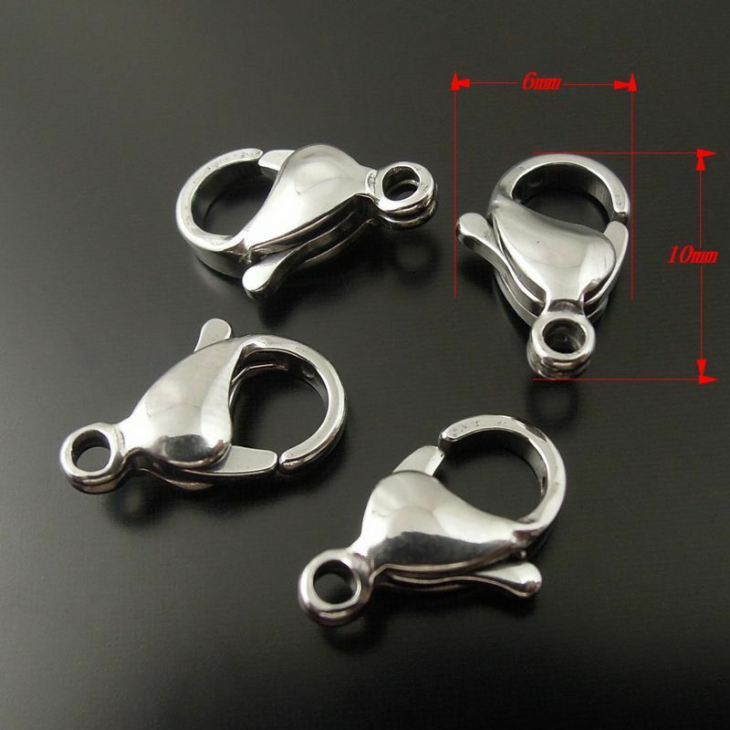 28 pcs Rhodium Plated Stainless Steel Lobster Clasps Jewelry Findings 10*6*3mm