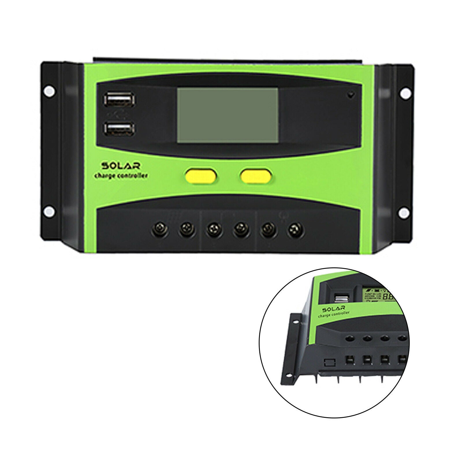30A PWM AUTO Solar Charge Controller Charger 12V/24V Dual USB with LCD Display
