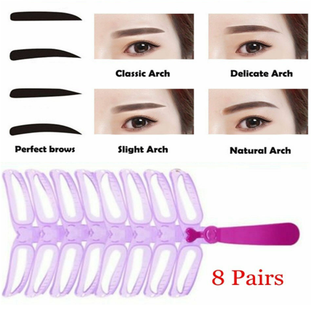 8 Pair Fashion Eyebrow Grooming Stencil Template Women Makeup Shaping Shaper DIY