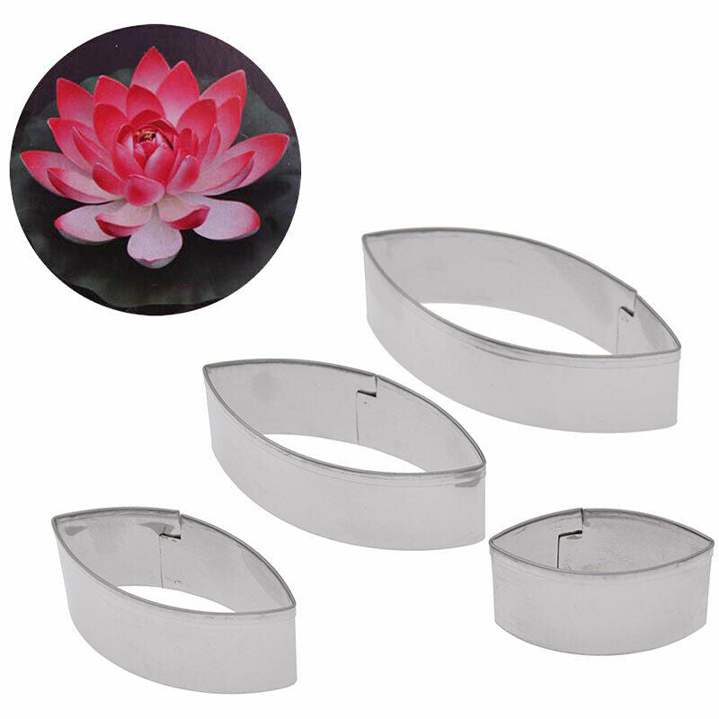 4pcs Lotus Flower Shape Mold Mousse Ring Mold Stainless Steel Cake Cutter.l8
