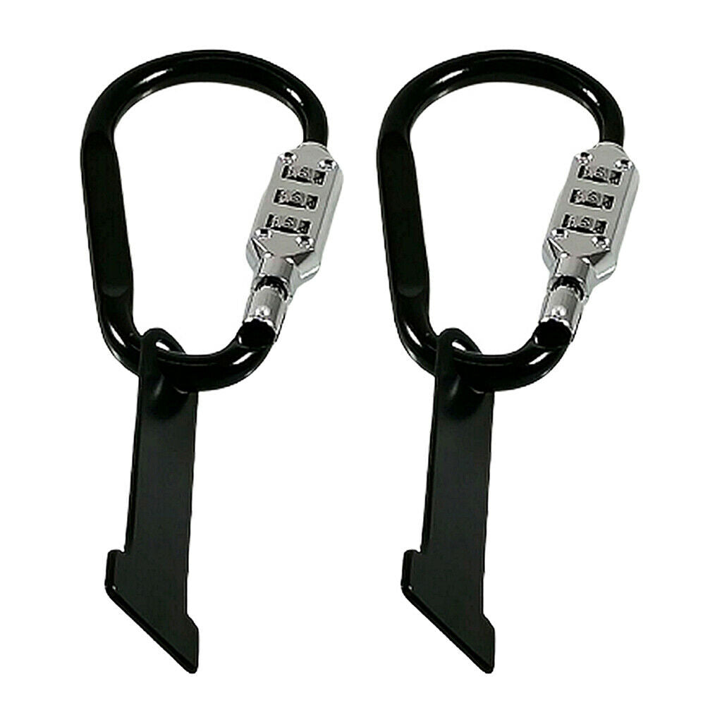 2pcs Black Motorcycle Scooter Anti-theft Open Face Helmet Lock Fastener + T-Bar