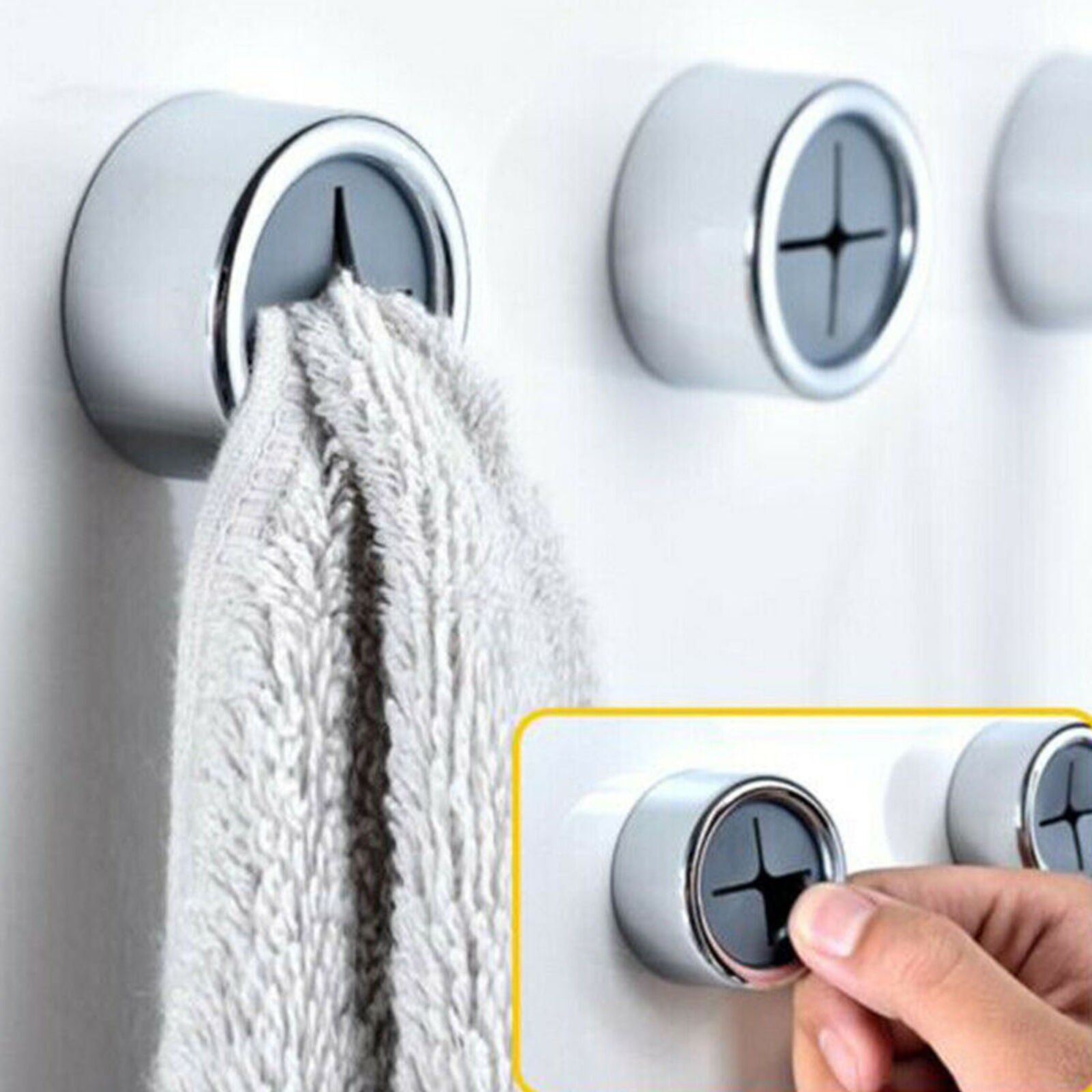 3x Wall Mounted Self Adhesive Cloth Tea Towel Rack Push Holder Kitchen Bathroom