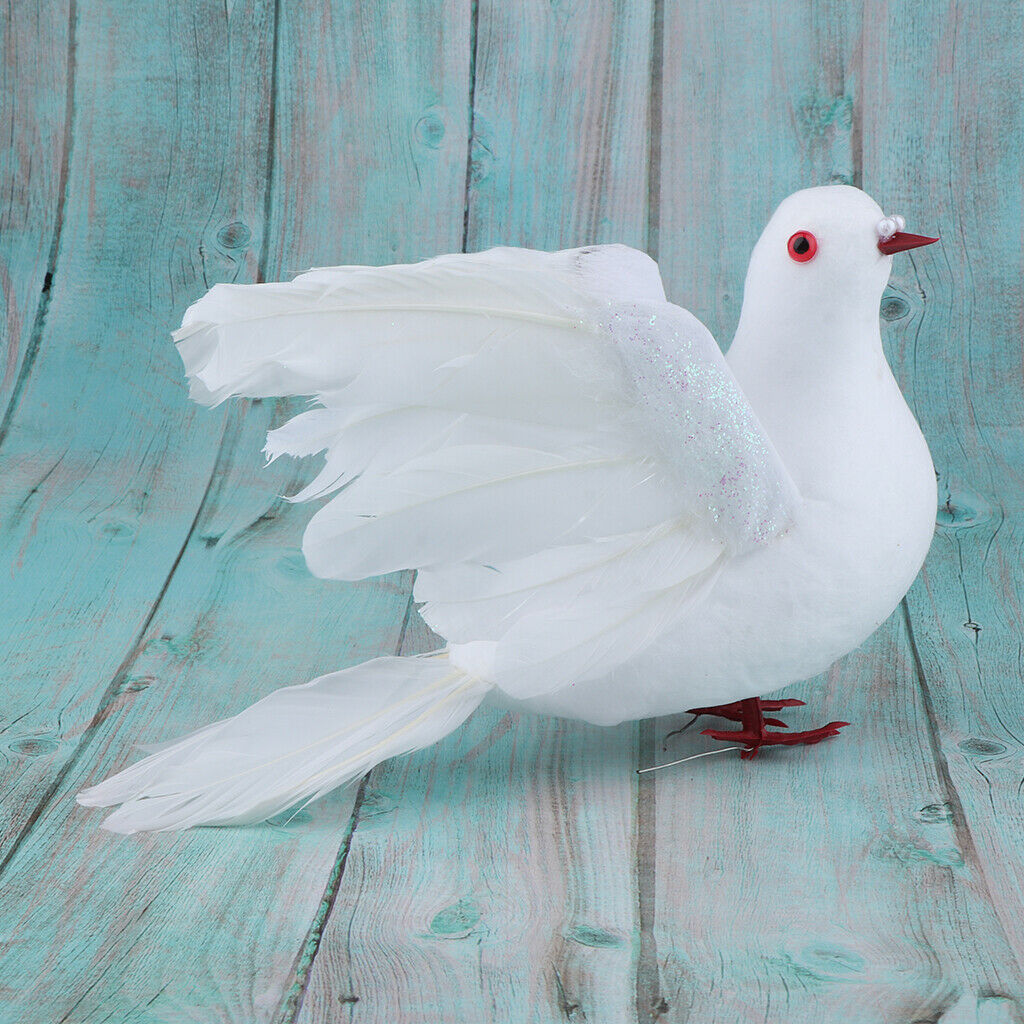 4 Piece Foam Feathered Artificial White Dove/ Pigeon Bird Decorarive Home Garden