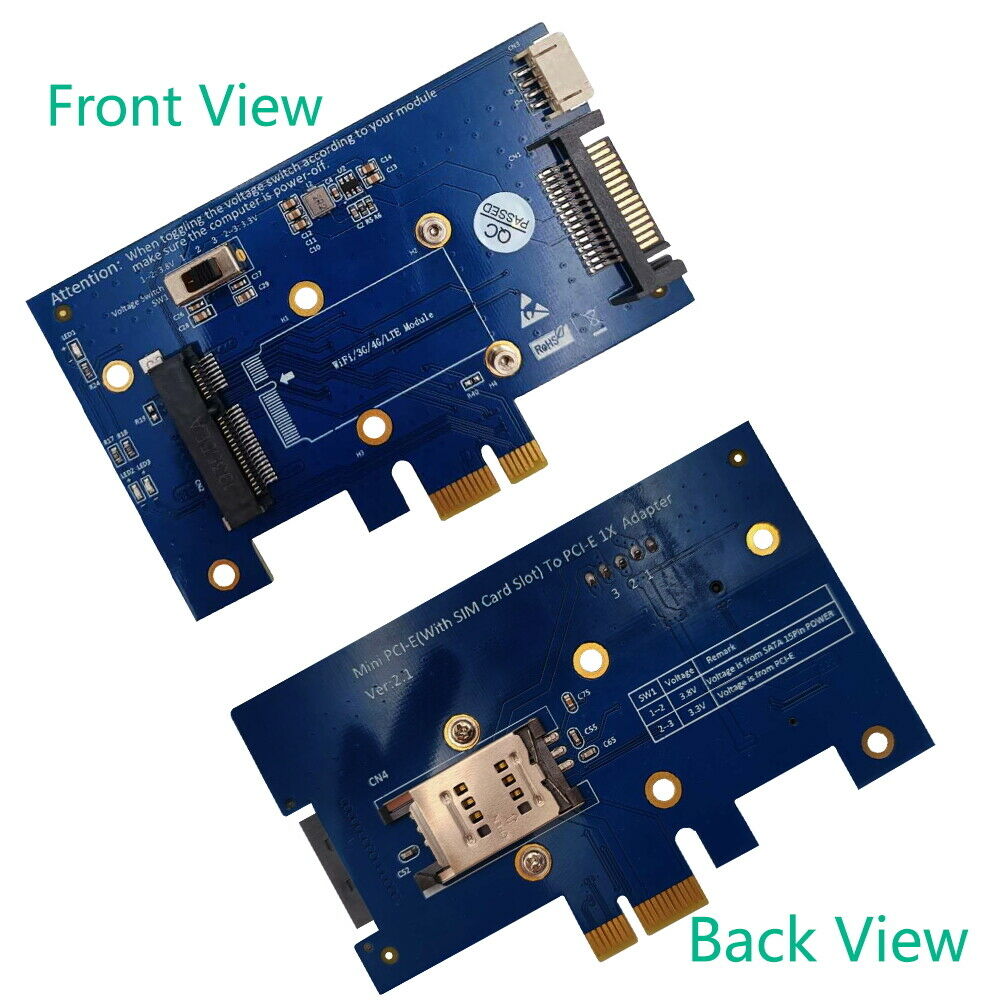 Mini PCI-E to PCI-E 1x Adapter With SIM card Slot for WiFi and 3G/4G/LTE card