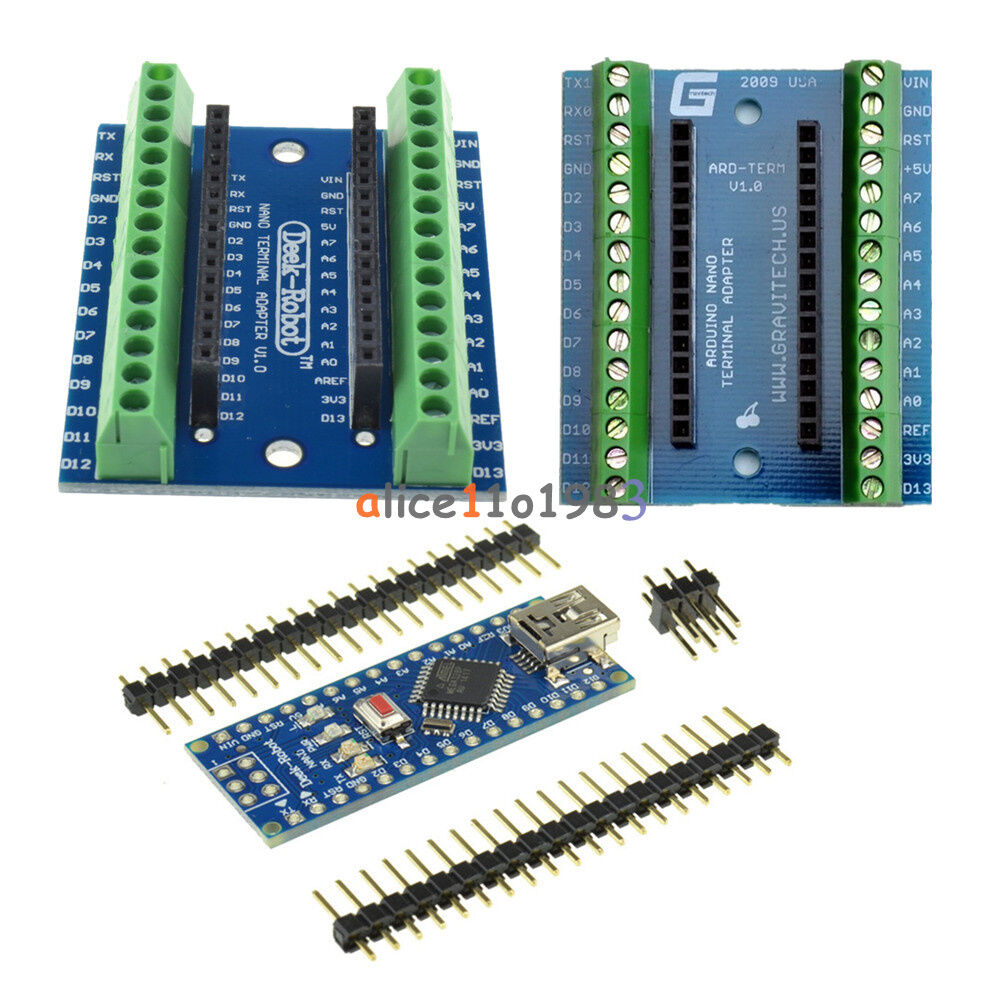Arduino USB Nano V3.0 ATmega328P 5V 16M board+Terminal Adapter Module