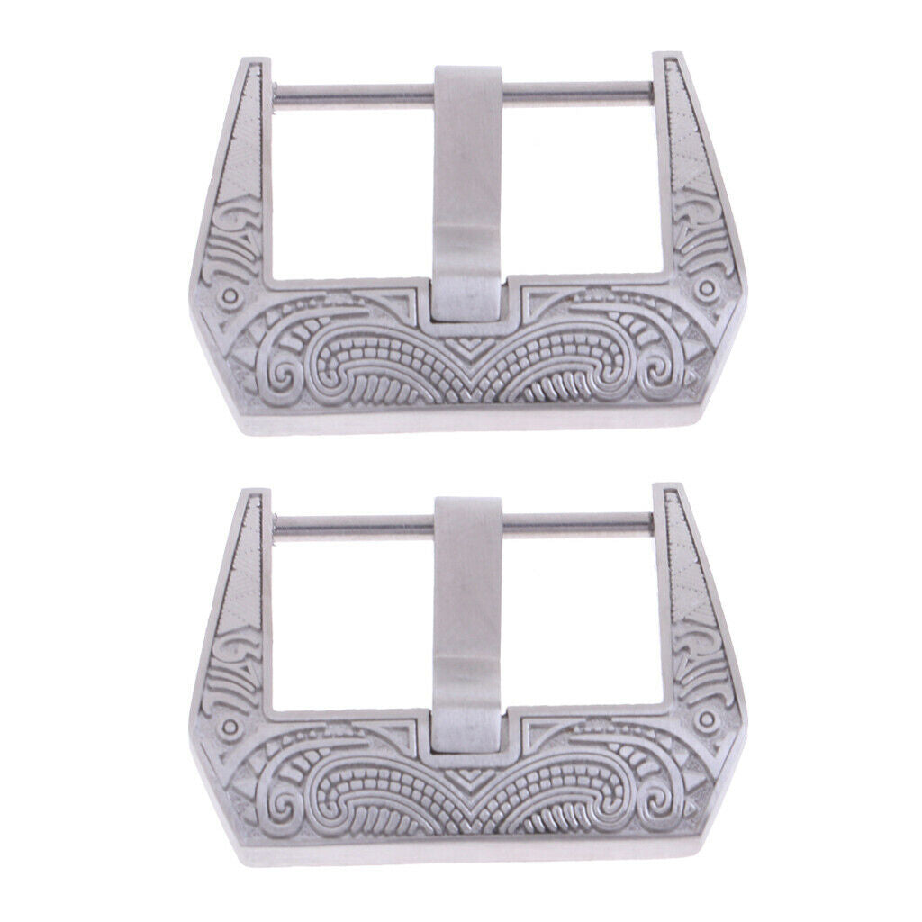 2pcs Stainless Steel Flower Carving Screw-in Buckle Watch Band Strap Clasps