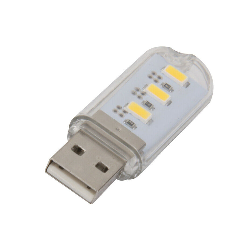 Mini Portable USB 3-LED Light Night Lamp Warm White 5V Space Saving Bright