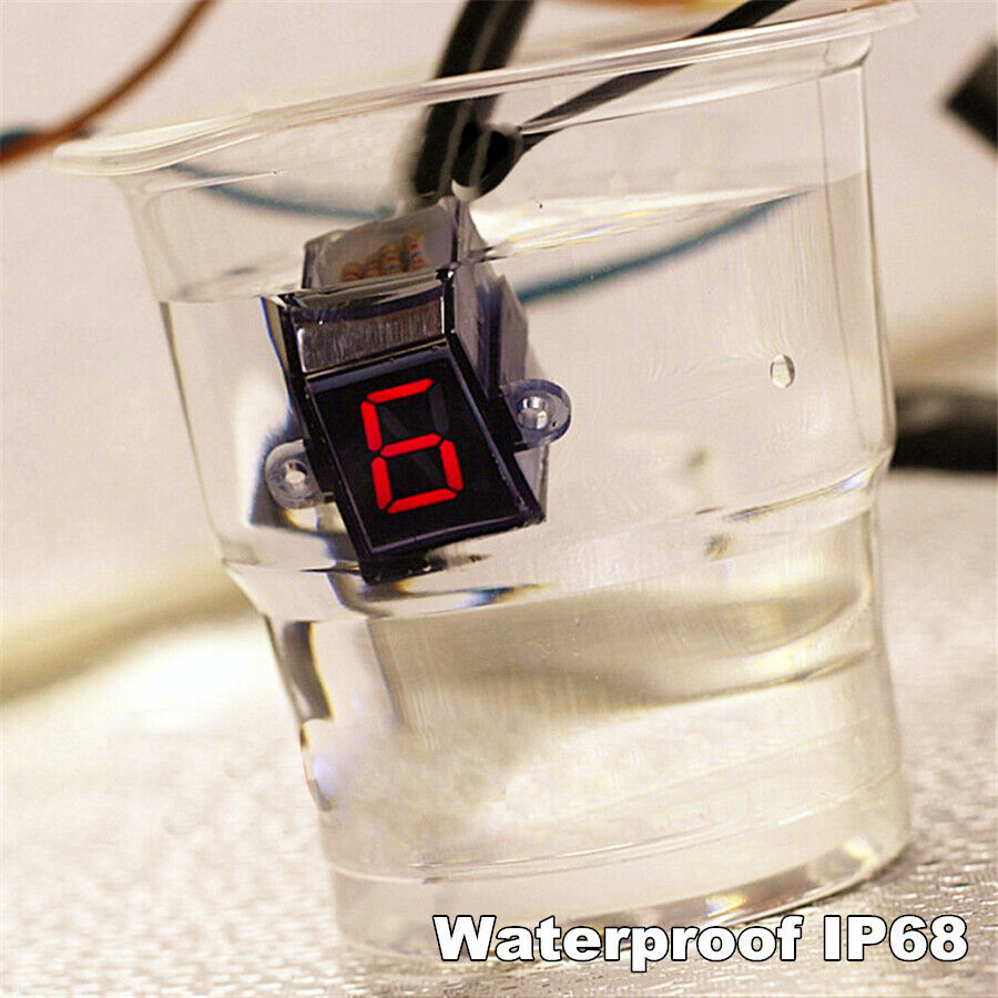 12V 0-6 Red Digital LED Motorcycle Gear Indicator  Shift Lever Sensor Waterproof