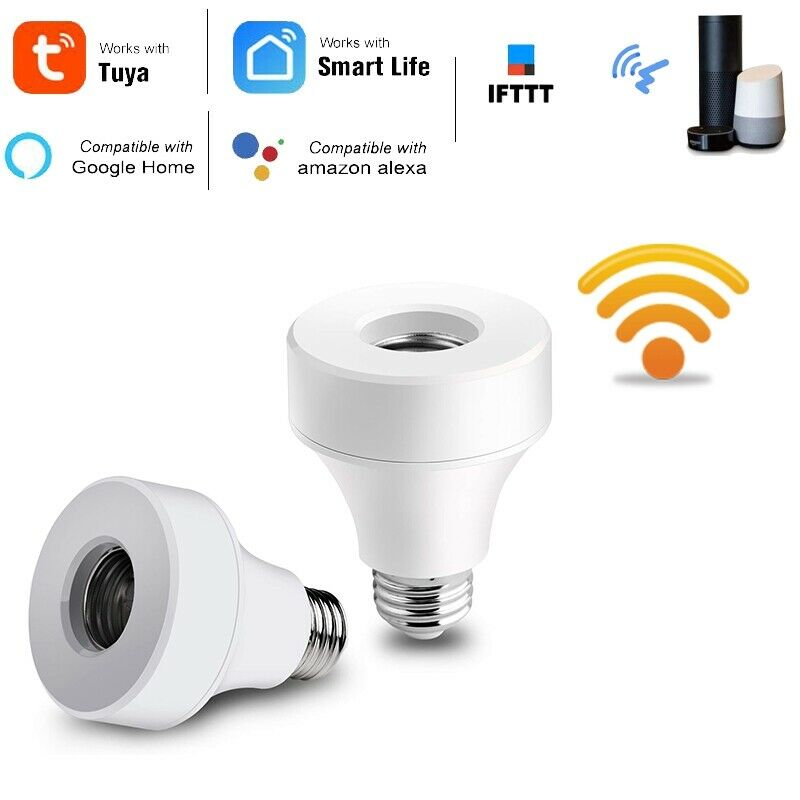 2 Pack Wifi Smart Bulb Socket Compatible with E26 E27, WiFi Light Bulb Base AdC4