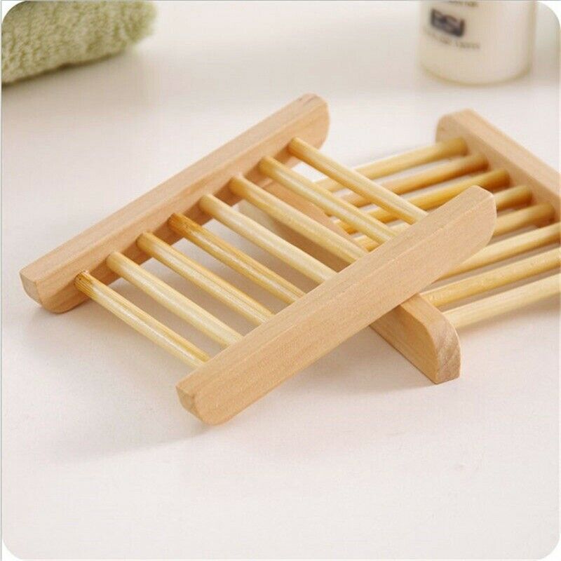 Natural Soap Rack Plate Box Wooden Bamboo Soap Dish Tray Holder Storage Holder