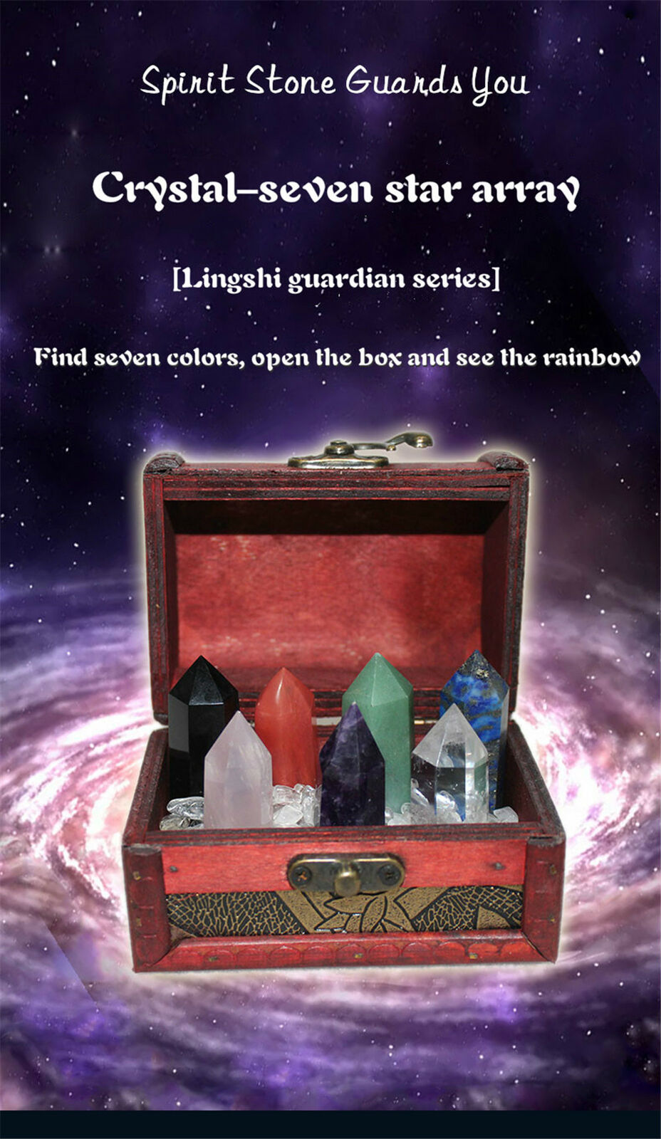 Seven-Star Array Group - 7 Chakra Healing Crystals Hexagonal Prism Point Wands