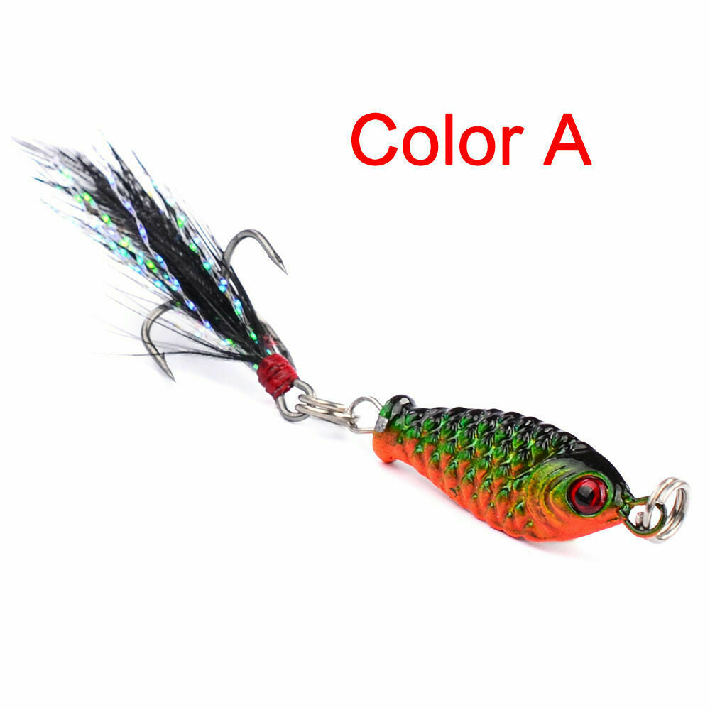 4 Pcs Hard Metal Fishing Lures Small Minnow Lure Bass Crank Bait Tackle Hooks~