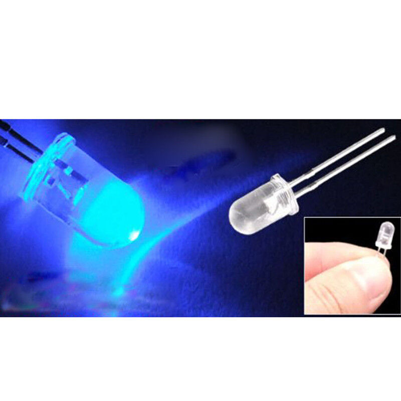 100PCS 5mm Blue Round High Power Super Bright Water Clear LED Leds Lamp Bulb