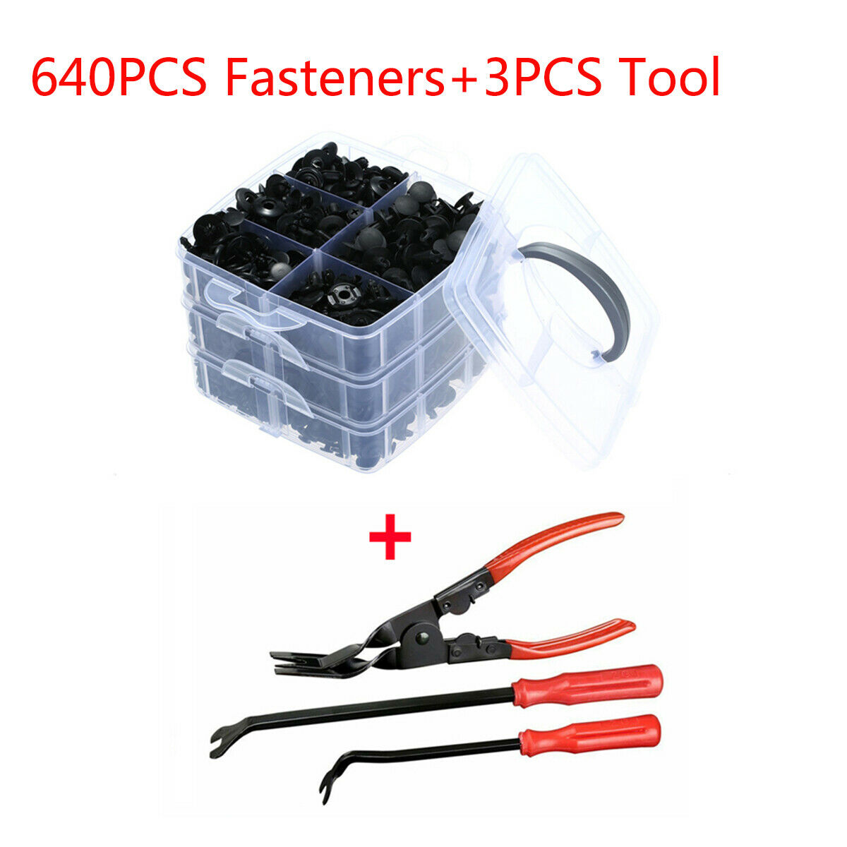 3PCS Fastener Clip Tool + 640PCS Boxed Door Bumper Panel Holder Push Rivets