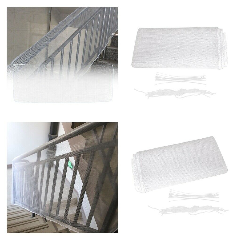 2x Baby Safety Rail Net Banister Stair Balcony Net for Indoor/Outdoor White