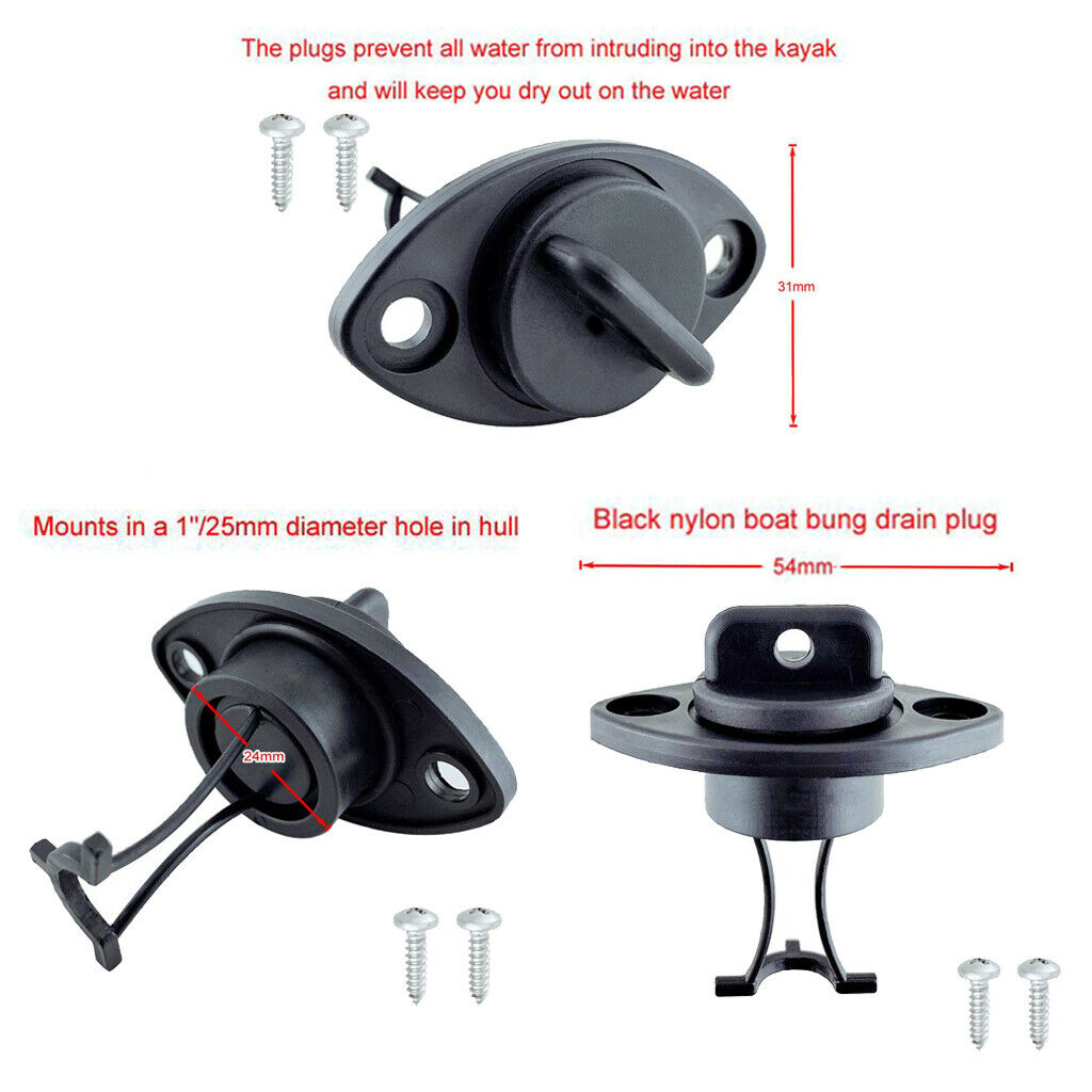 1 Set Marine Boat Drain Plug Transom Kayak Parts Accessories with 2 Screws