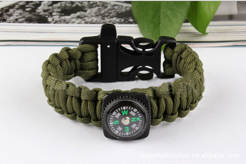3 in1 Survival Paracord Rope Bracelet Compass Buckle Whistle Kits Useful  md Tt
