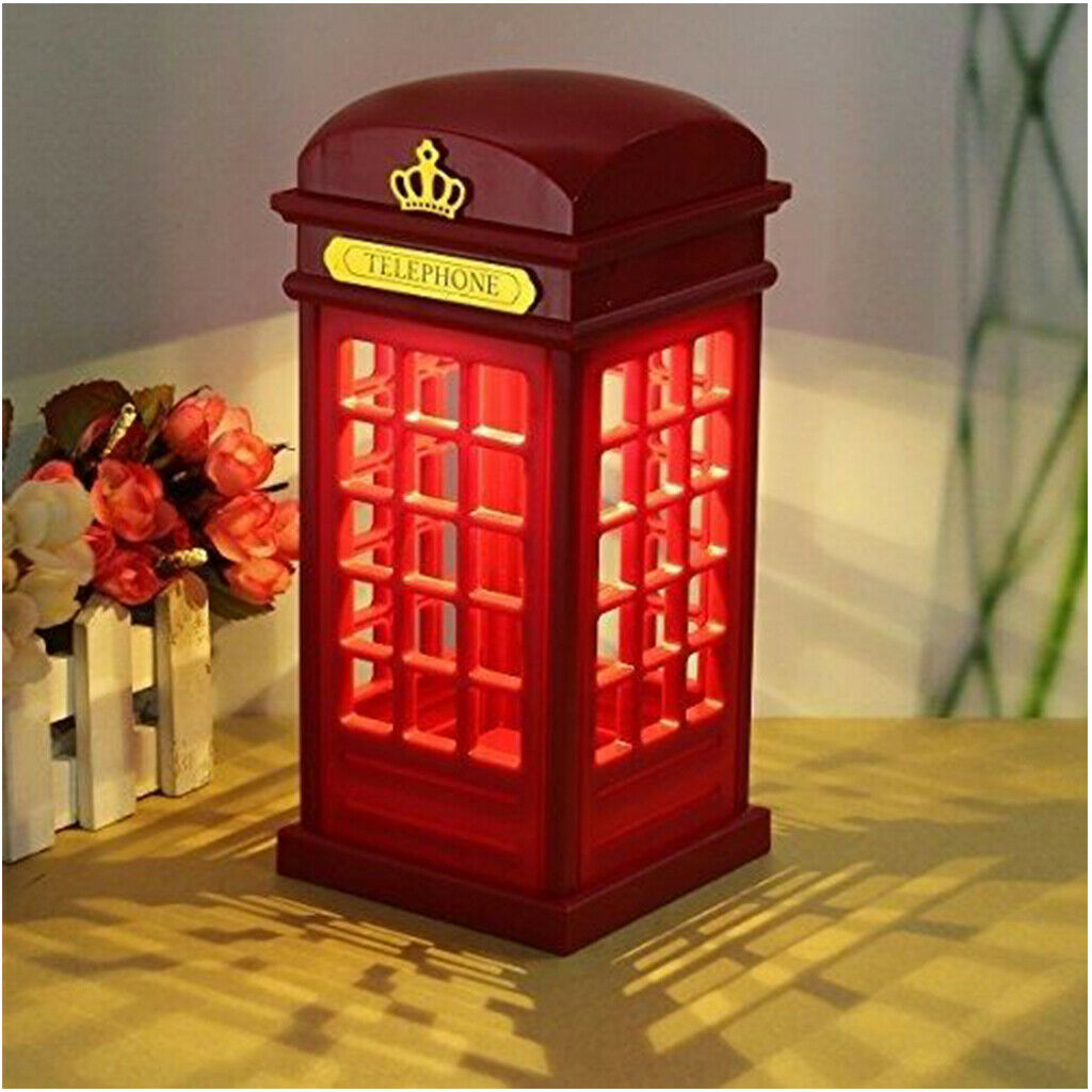 LED Bedside Lamp USB Phone Booth Shape Night Light Table Lamp