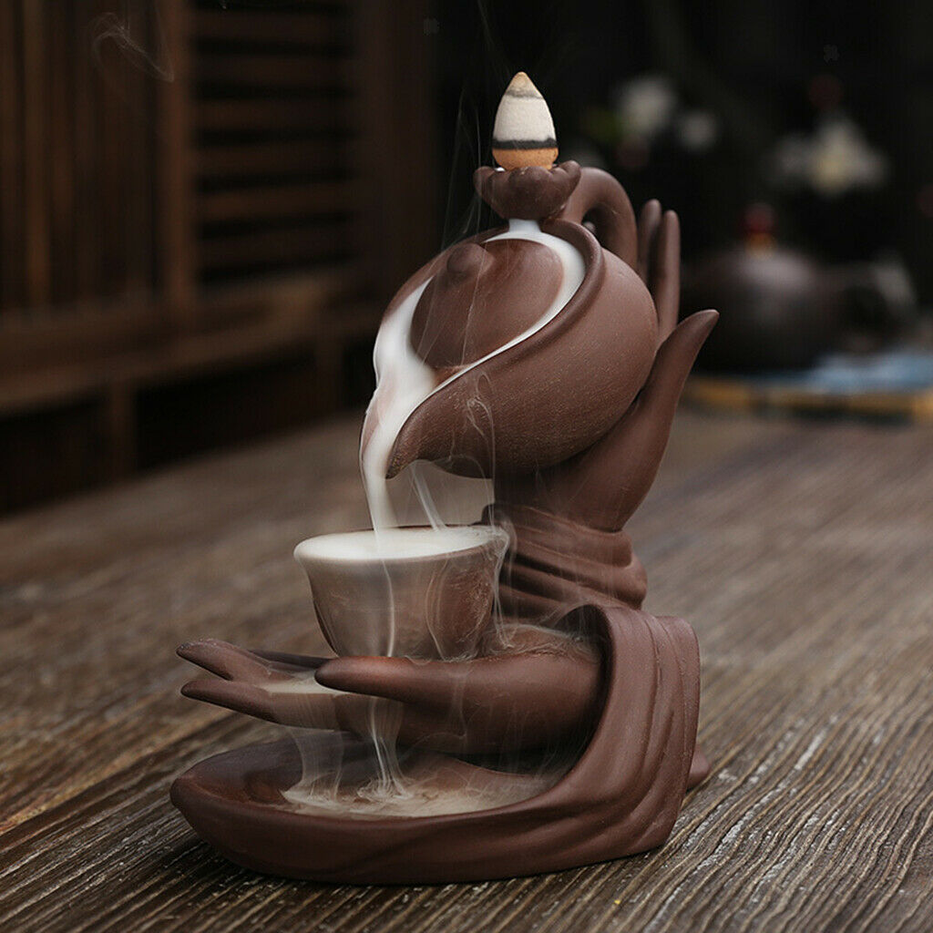 Purple Clay Incense Burner Holder Waterfall Backflow Home Yoga Room Temple