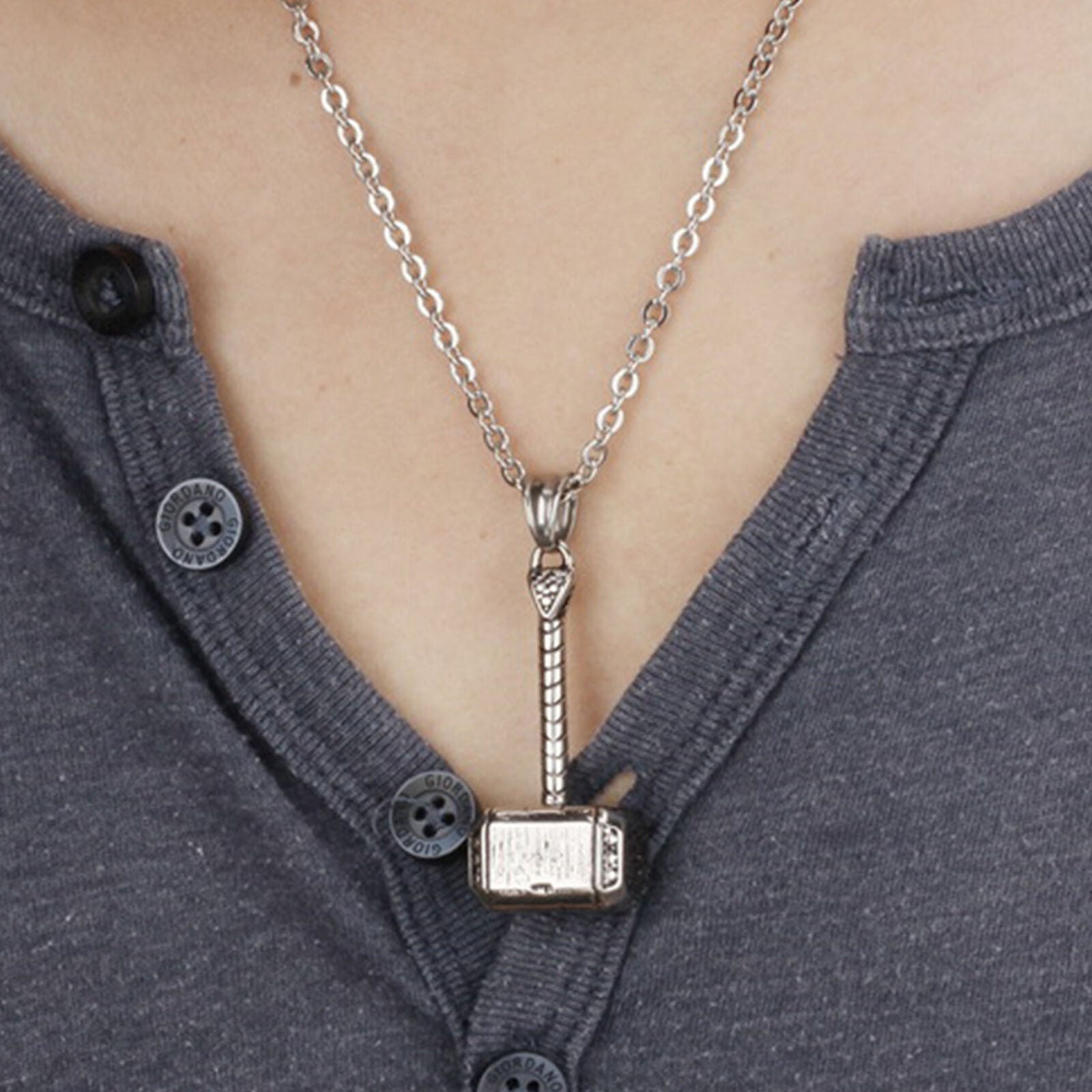 Men Hammer of Thor Necklace Stainless Steel Thors Hammer Pendant Necklace
