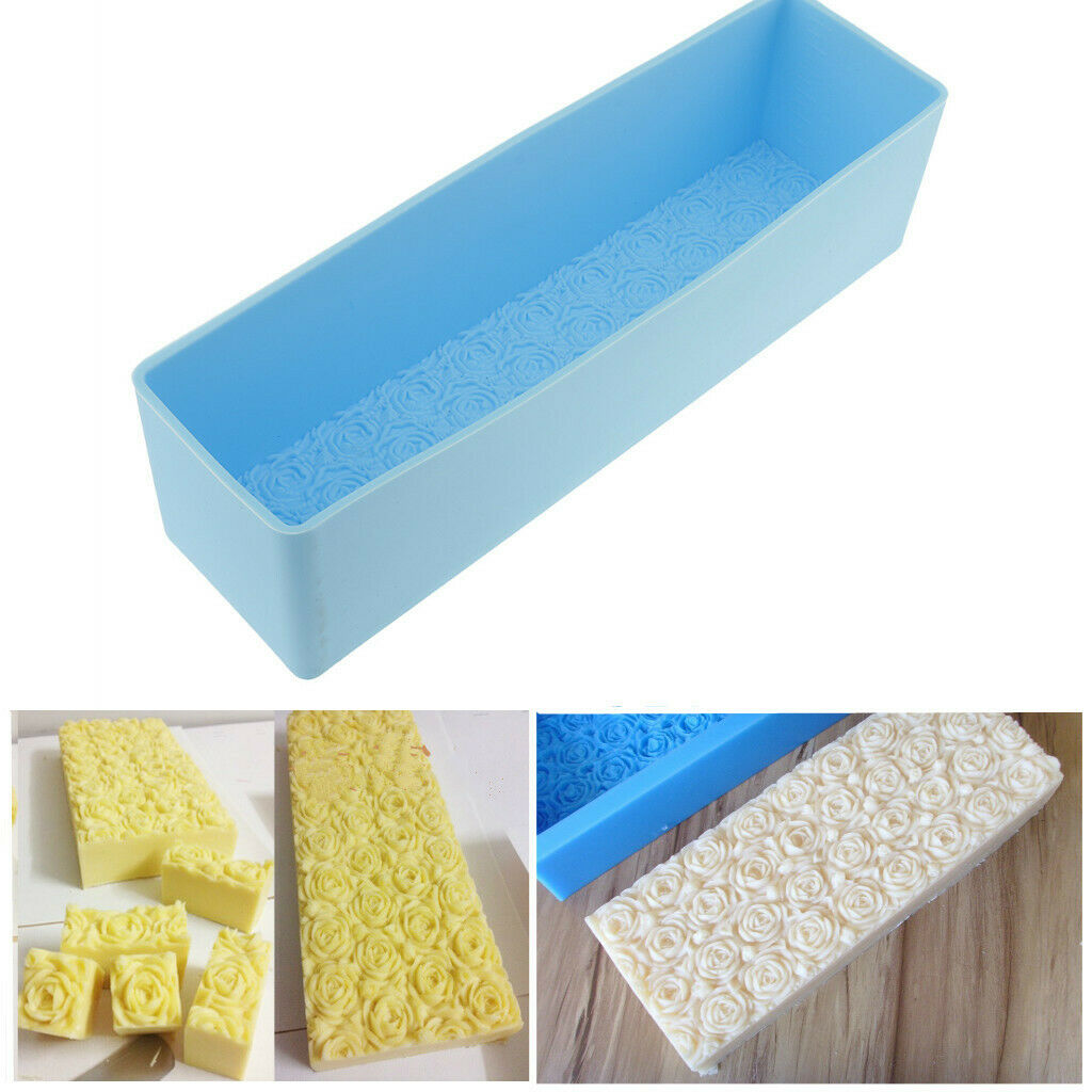 Silicone Soap Molds Rectangle Rose Flower Toast DIY Cake Bread Candle Moulds