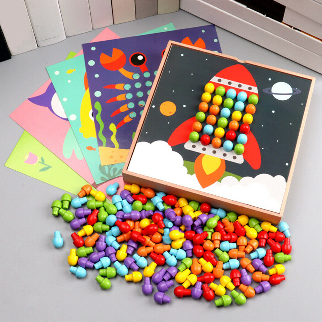 Mushroom Peg Puzzle Mosaic 184Pcs Fun Arts and Crafts for Games Toddler