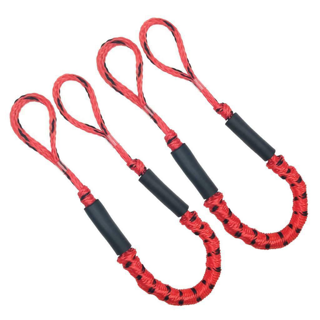 2pcs Marine Boat Bungee Dock Line Anchor / Mooring Rope 4ft Red