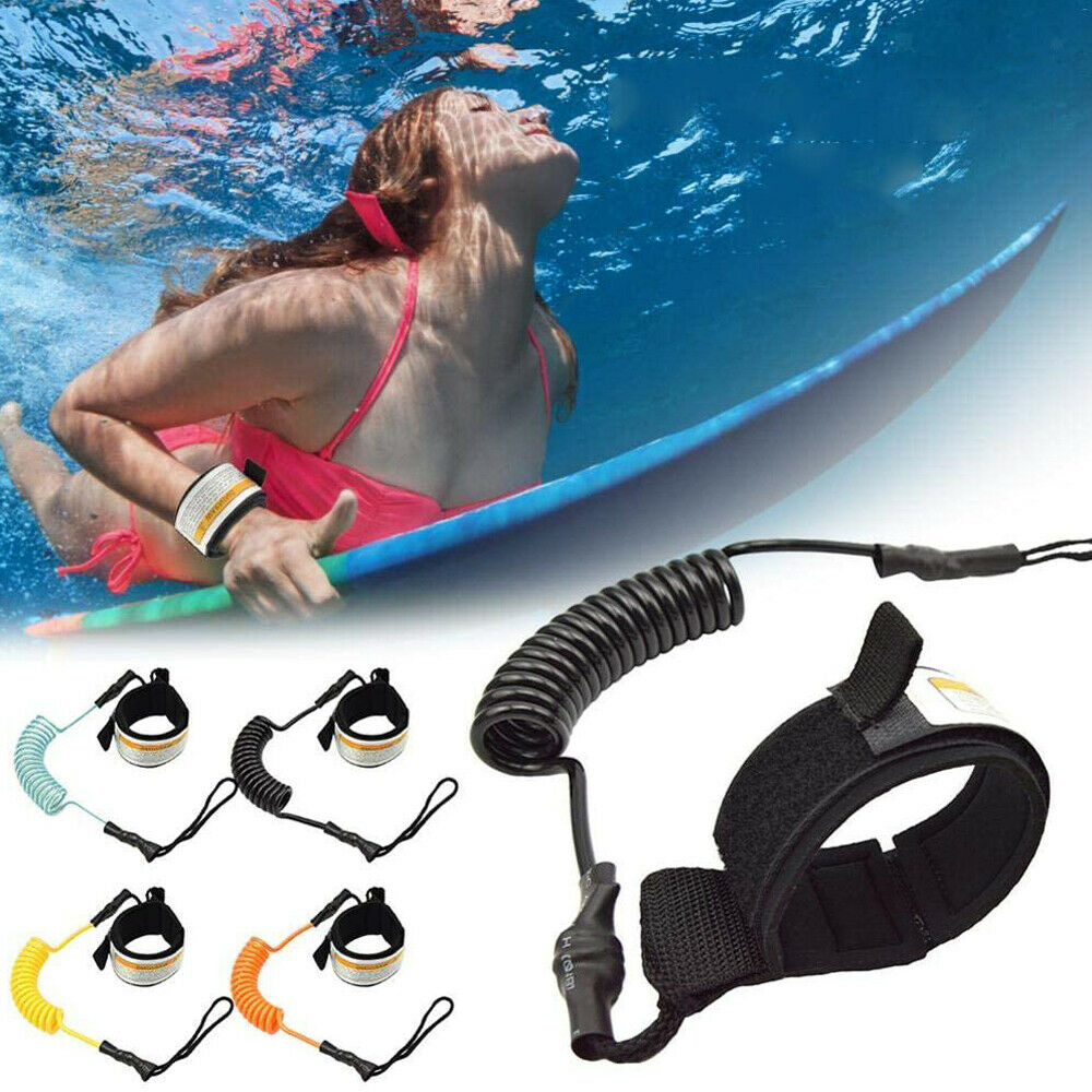 Surfboard Ankle Leash Rope Coiled Standing Paddle Board Safety Surfing - Black