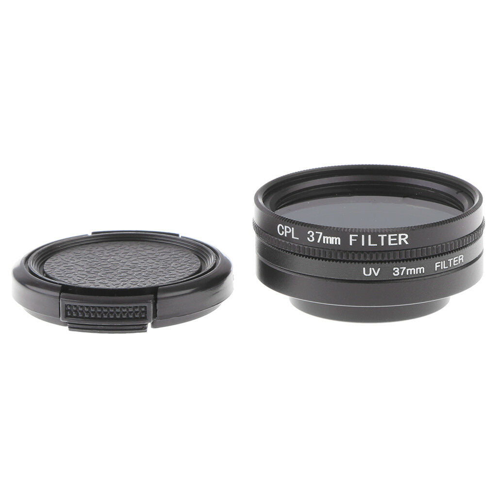 3in1 37mm Circle UV+CPL Filter with  Lens Cover For   Yi II 4K