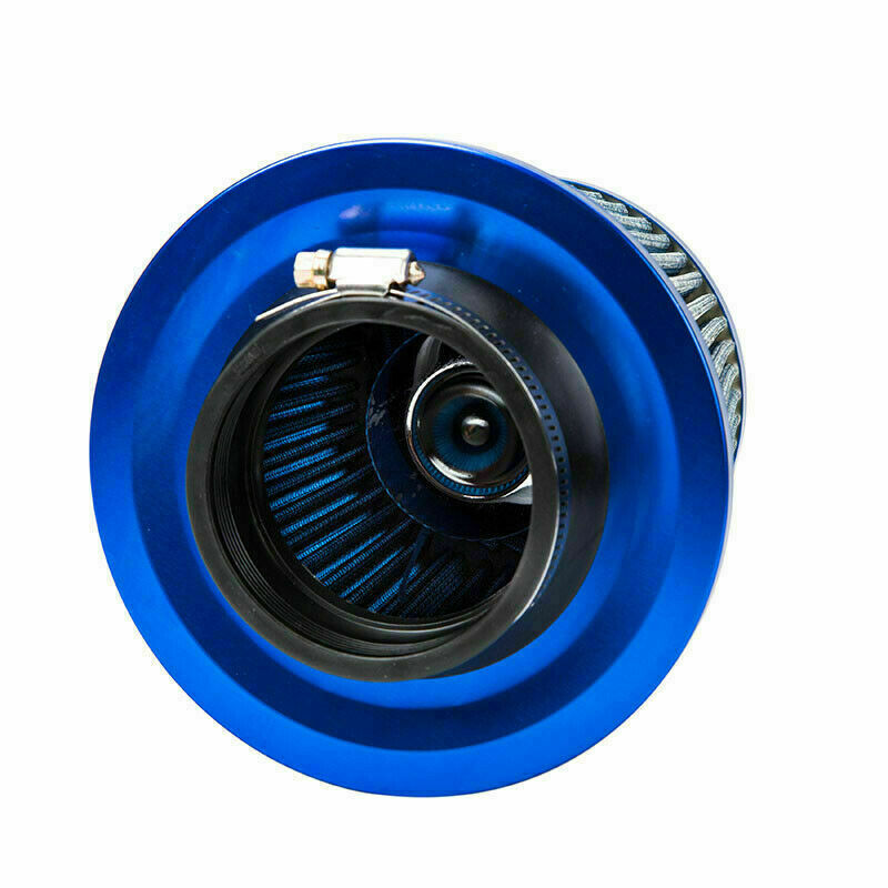 Car Cold Air Intake Cone Filter Cleaner with Flange 75mm 3" Inlet Universal Blue