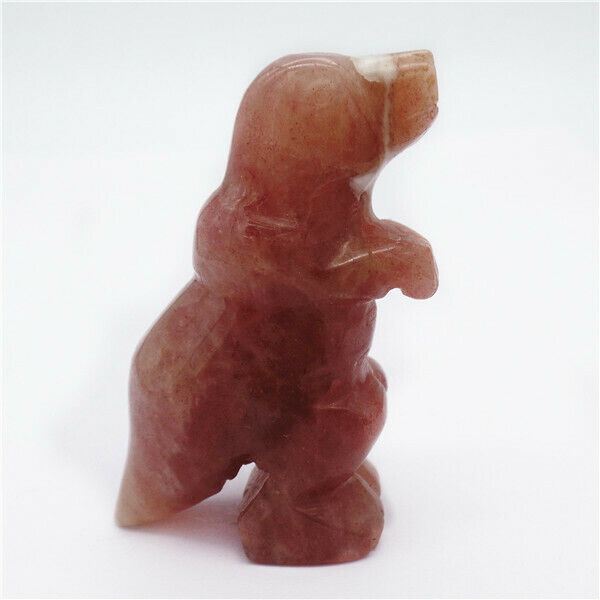 54x33x20mm Strawberry Crystal Carved Dinosaur Decoration Statue Decor HH7947