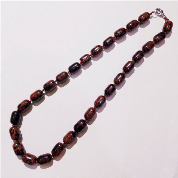 1 Strand 14x10mm Natural Mahogany Obsidian Barrel Beads Handmade Necklace HH9235