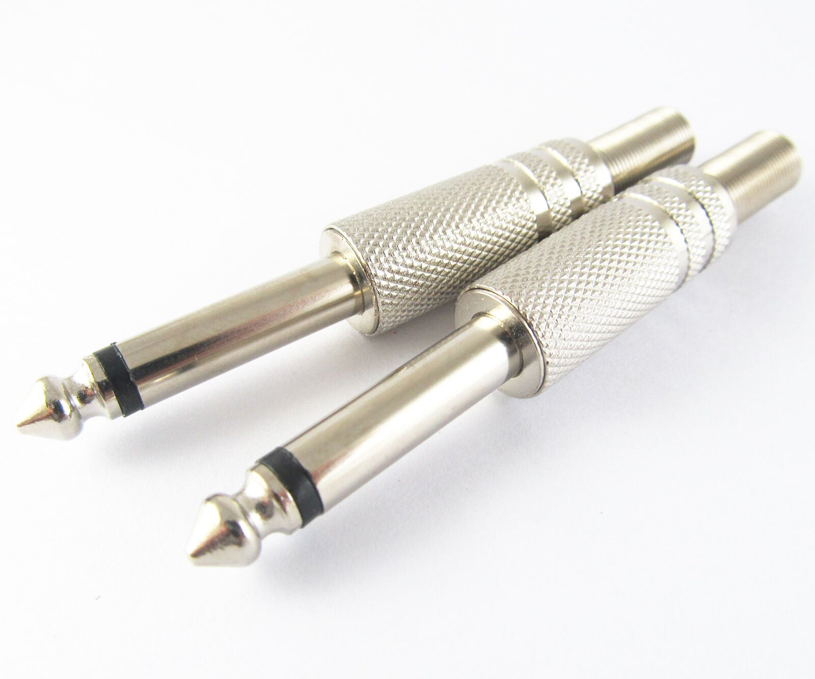 50pcs 1/4" 6.35mm TS Mono Metal Male Plug Audio Cable Connectors w/ Spring Tail