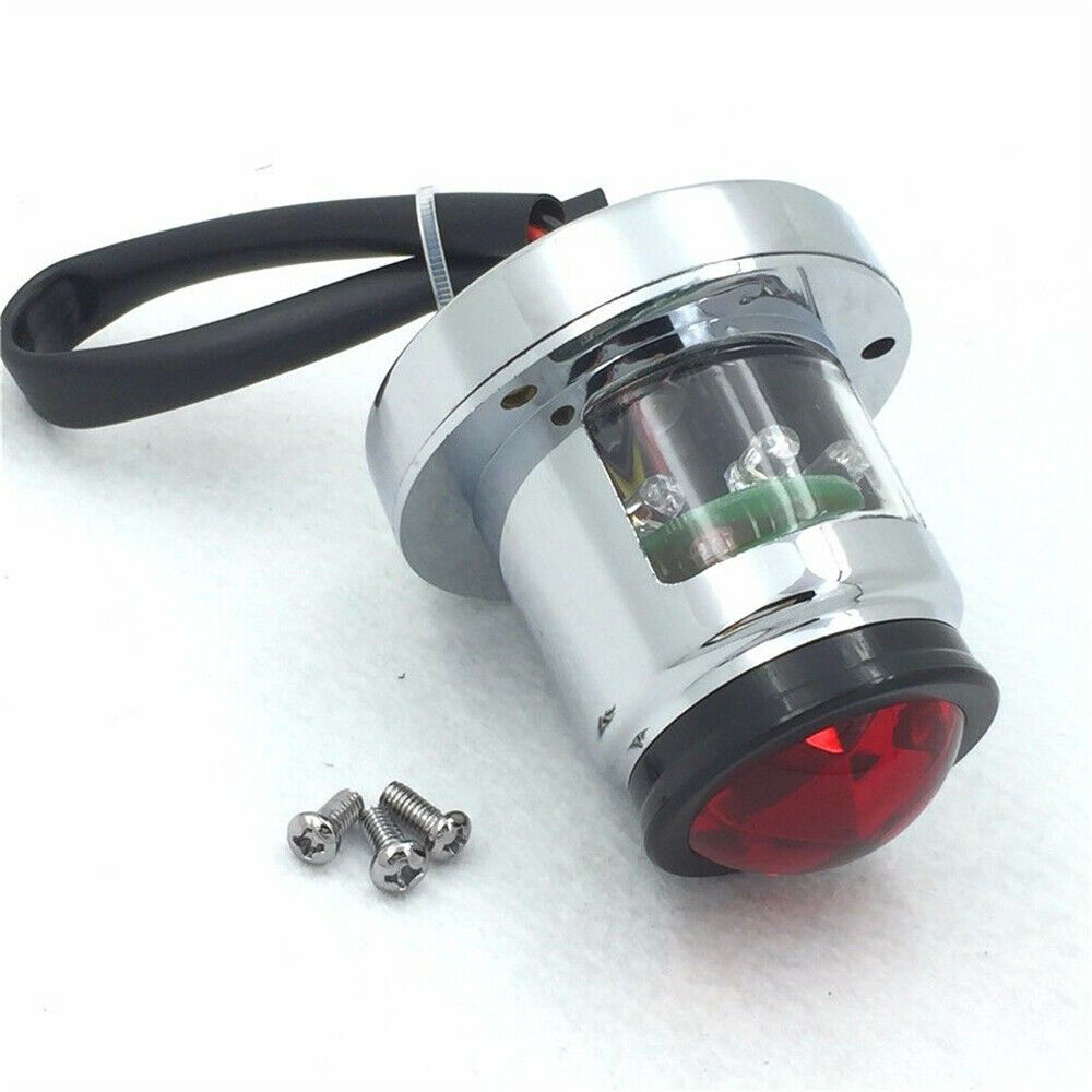 Black Lid Chrome Custom Tail Brake Light For Bobber Chopper Cruiser Street Bike