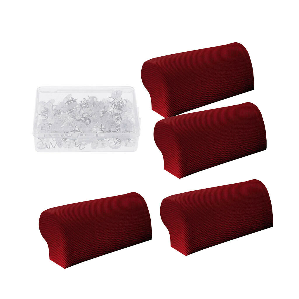 2 Pair Red Pixel Anti-slip Elastic Sofa Armrest Covers With 100 Pcs Pins