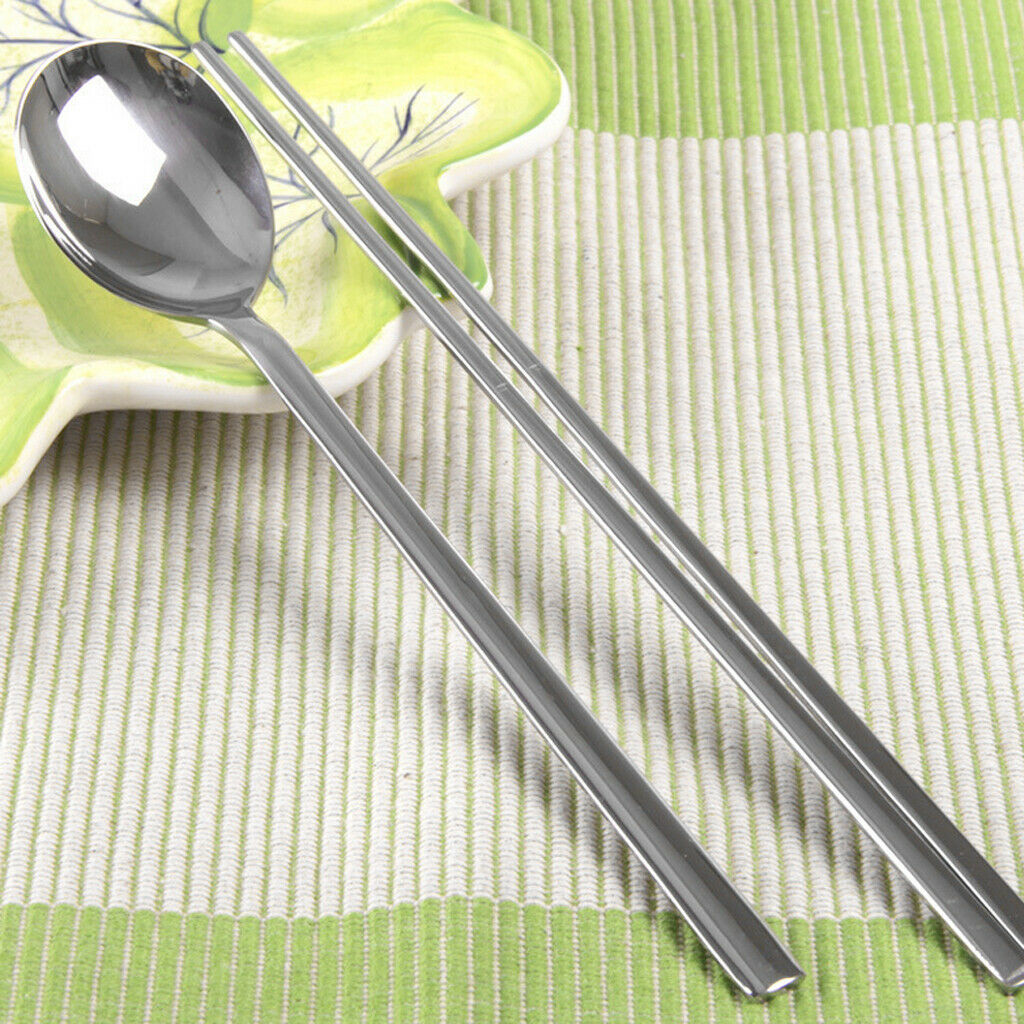 Korean 2 Set Stainless Steel Chopsticks And Table Spoon