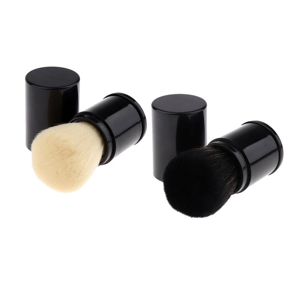 Retractable Kabuki Travel Foundation Brush for Blush, Bronzer & Powder 2pcs