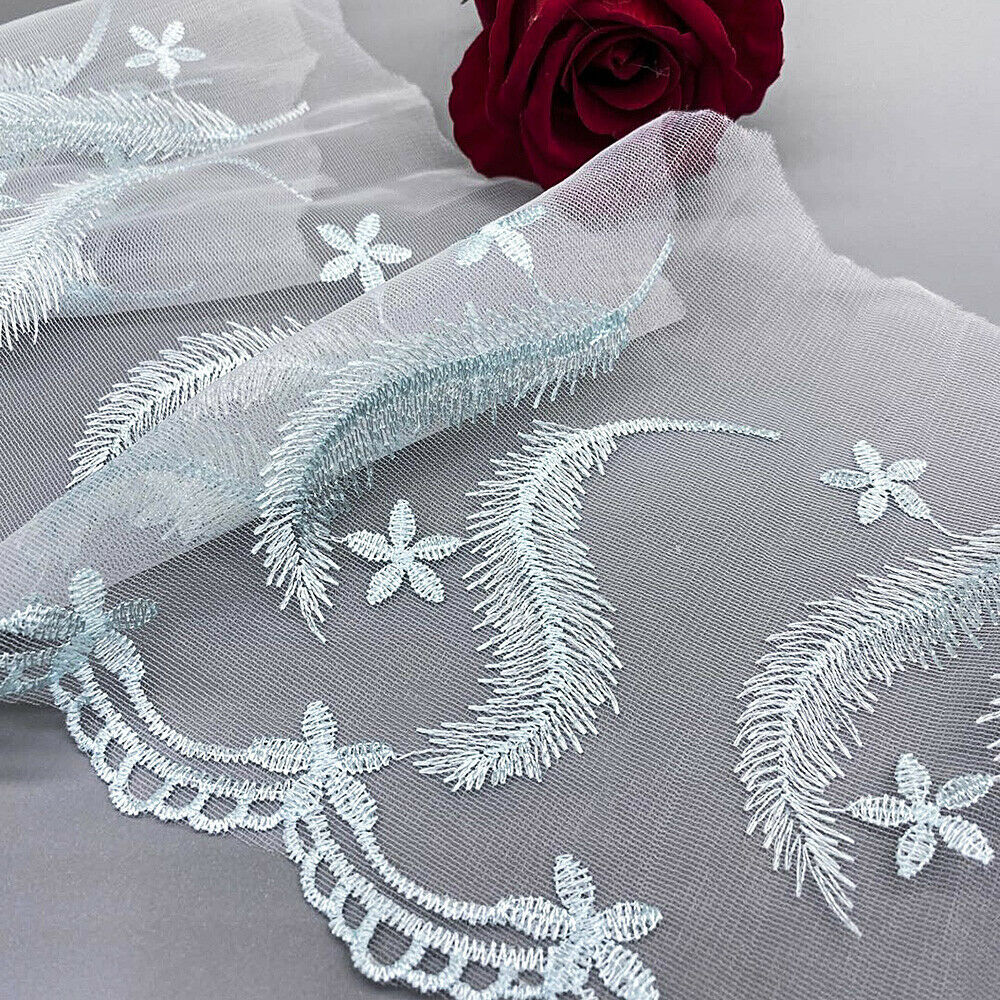 2 Yards Embroidered Lace Trim Feather Fringe Clothing Wedding Dress Sewing DIY