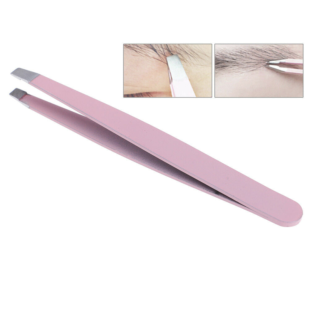 Useful~professional eyebrow tweezers hair beauty slanted stainless steel .l8