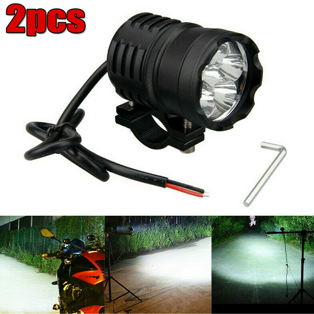Durable Motorcycle LED Spot Lights Driving Headlight Fog Head Lamp With Switch