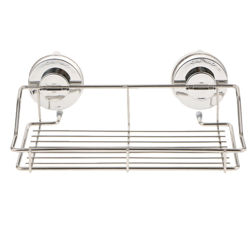 Stainless Steel Kitchen Bathroom Shower Shelf Storage Suction Basket Rack