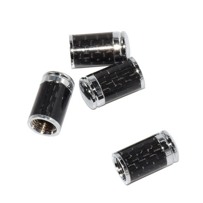 4PCS Carbon Fiber Car Motorcycle Bike Tire Valve Stem Cap Tyre Air Dust Nozzle