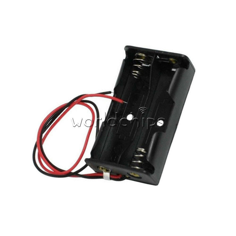 2PCS Plastic Battery Holder 2xAA Case Storage Box  with Wire Leads for Soldering