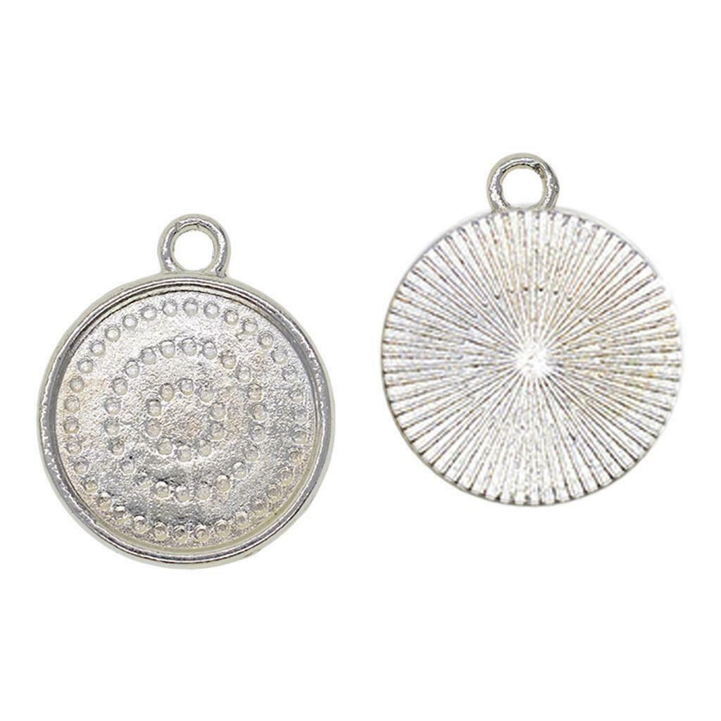 50Pieces Single Loop Round Connector Trays Blank Bezel Settings Pendant Charm