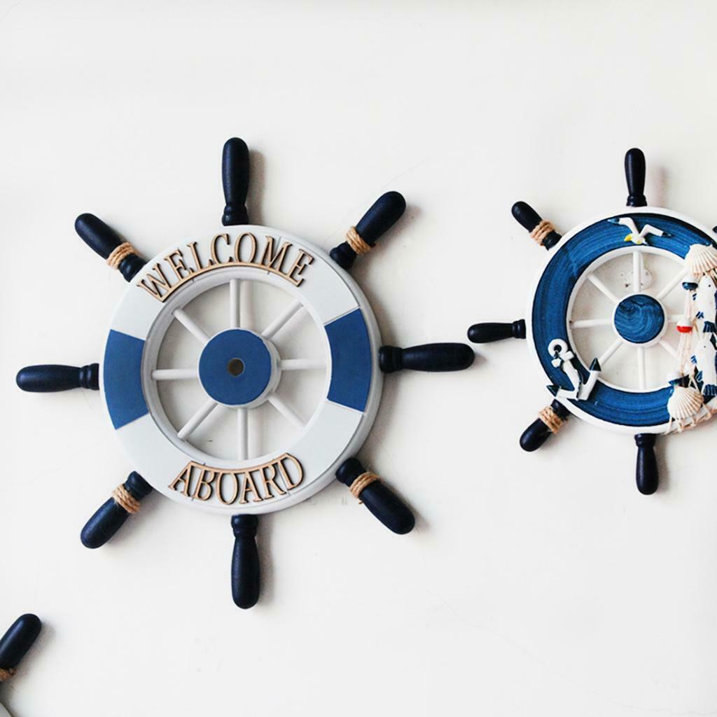32cm Boat Ship Wooden Steering Wheel Nautical Beach Home Shop Wall Decor