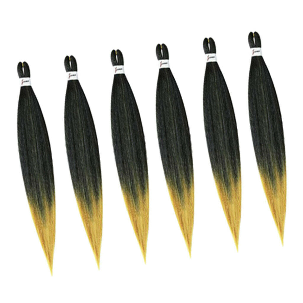 6 Pieces Pre Stretched Braiding Hair Hair Extension Braiding Hair Yellow